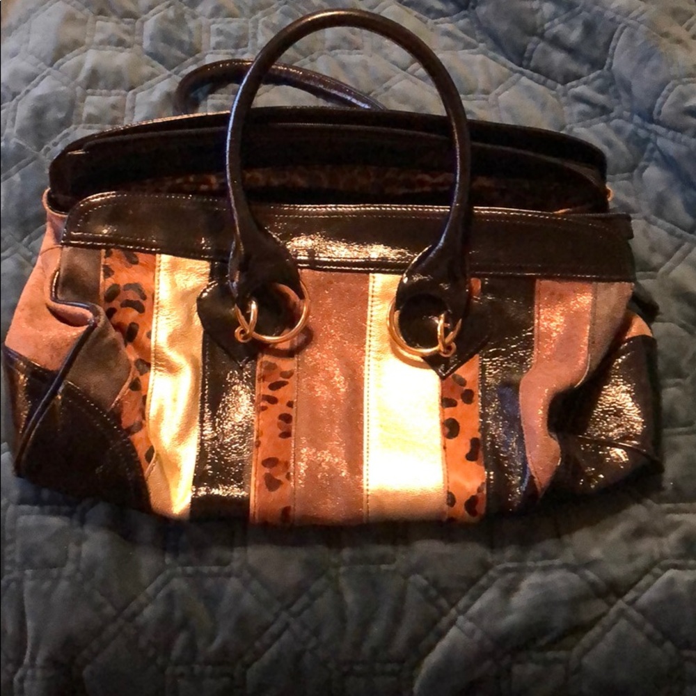 Beverly Feldman Leopard Print Large Purse